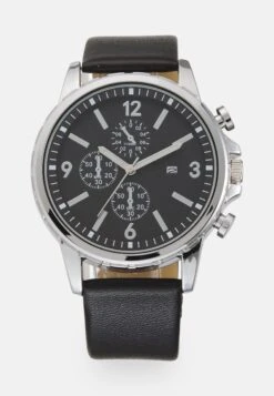 Pier One Unisex - Montre À Aiguilles - Black/Silver-Coloured