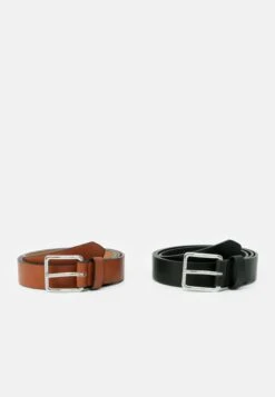 Pier One 2 Pack - Ceinture - 802 - Black_708 - Cognac