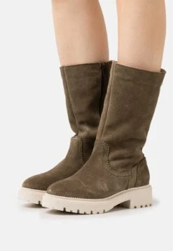 Pier One Leather Winter Boot - Bottes - Khaki